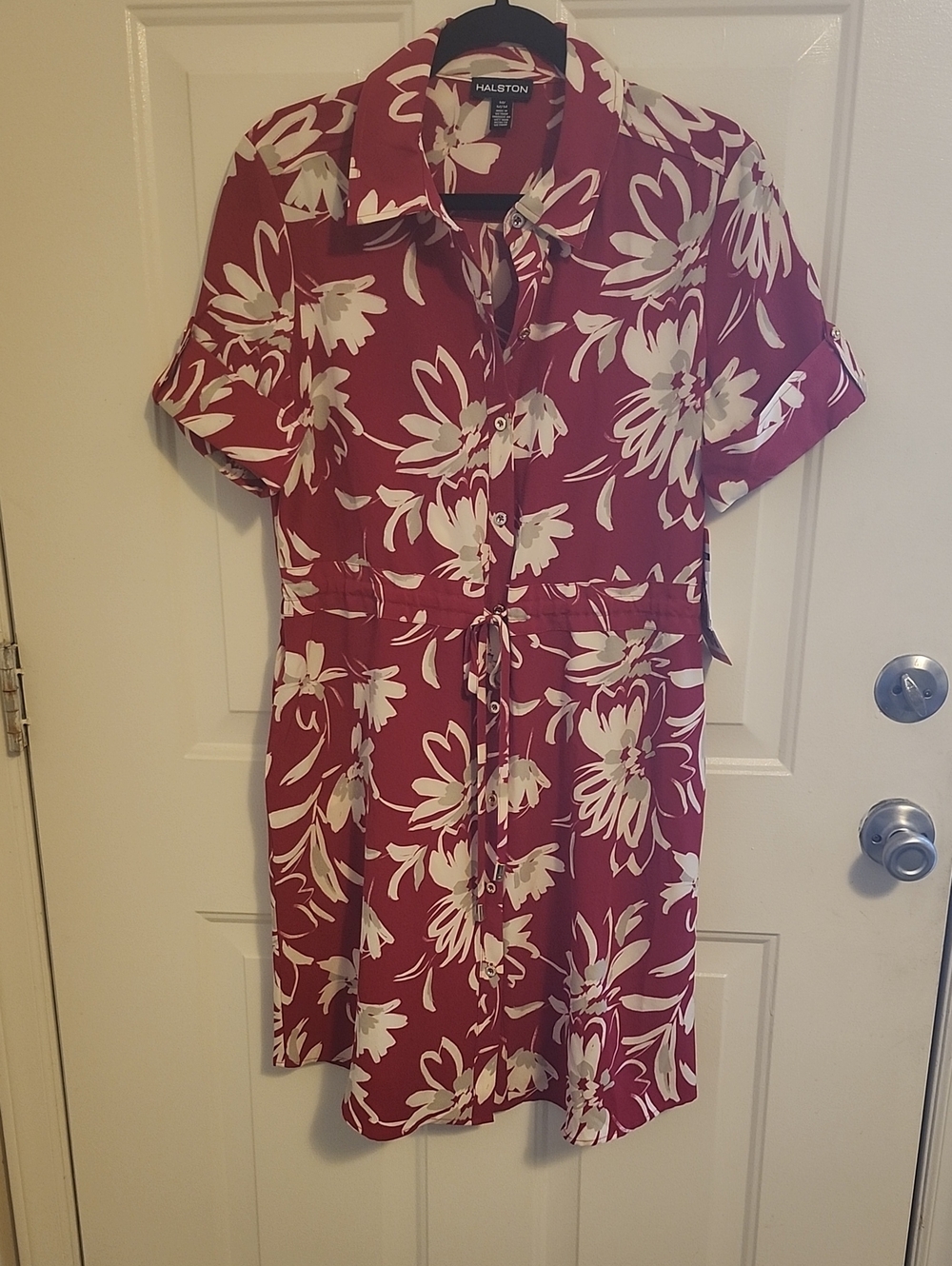 Halston Heritage Pink and Cream Floral Shirt Dress